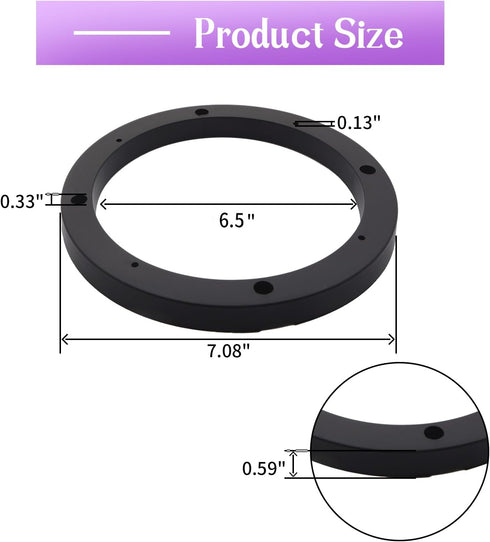Saim 6.5" Dia Universal Black Plastic Speaker Spacer Adaptor Ring Mounting Bracket Fit ABS Car Stereo Speaker Spacers (2 Pcs)...