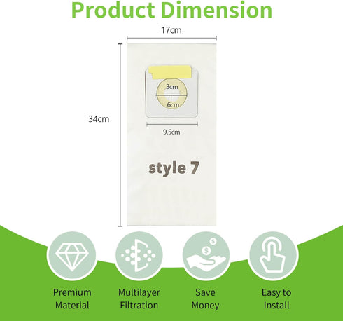 20 Pack Replacement Vacuum Bags Style 7 Paper Bag Fit PowerForce Uprights Vacuums 3537 3522 35221 35223 35224 35225 35226 3522R 3522X 3525 35252 3...