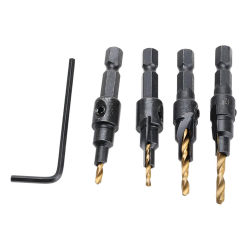 1/4 inch Hex Shank Countersink Drill Bit Power Tools Accessories for Plastic Metal Woodworking Tool by Power Drill 4Pcs/Set #6#8#10#12 (Gold)...
