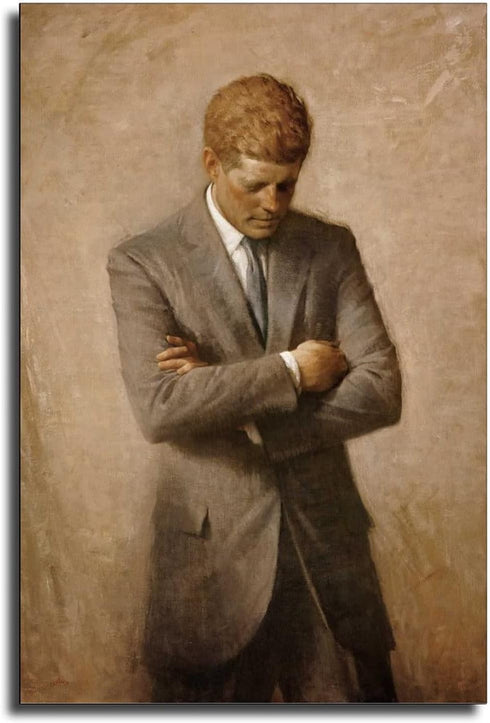 LVUPIIG John F Kennedy White House Presidential Portrait Canvas Art Poster and Wall Art Picture Print Modern Family bedroom Decor Posters 16x24inc...