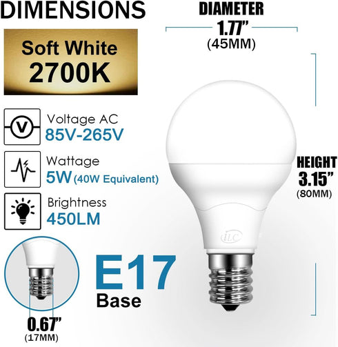 ILC E17 LED Light Bulbs (40w Equivalent) 5W, Color Changing RGB, 2700K Warm White, 12 Colors 2 Modes Timing with Remote Control (4 Pack)...