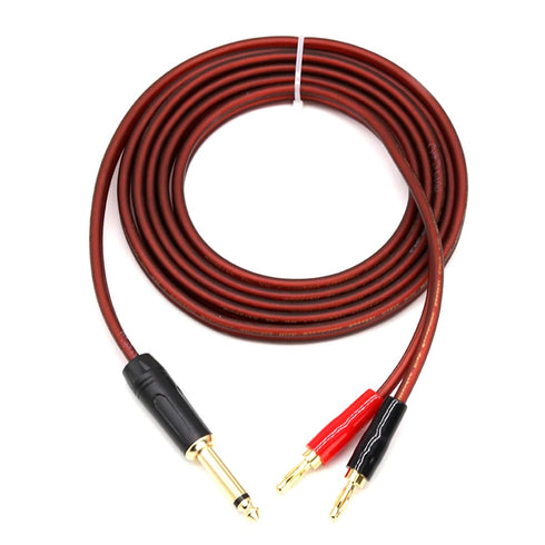 6.35mm TS to Banana Plug Speaker Audio Cable,Gold-plated 1/4 TS Speaker Wire Cord to Dual 4mm Banana Plugs Audio Cable OFC HiFi Speaker Wire for D...