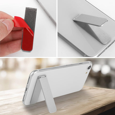 Ultra-Thin Cell Phone Holder, Adjustable Mini Alloy Phone Kickstand Portable Foldable Phone Stand Adjustable Angle for Mobile Phone Tablet Univers...