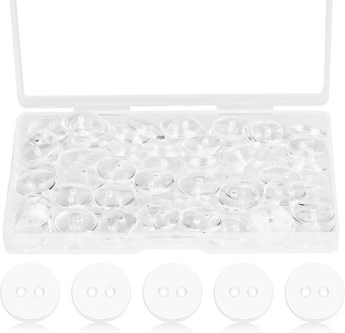 Resin Clear Buttons 2 Hole with Storage Box, 1/2 Inch Transparent Round Sewing Buttons Shirt Buttons Bulk for Sewing and DIY Craft, Handmade, Deco...
