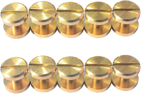 DGOL 50 Pairs Brass Backscrews Golden Leather Fasteners Sturdy Binding Rivets Belt Strap Collar Back Screws PU Studs Length (0.158 inch (4mm))...