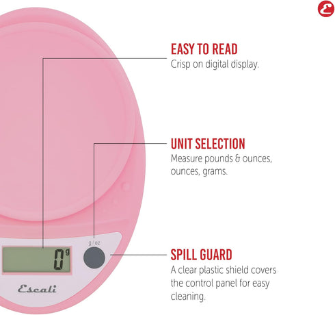 Escali Primo Digital Food Scale Multi-Functional Kitchen Scale and Baking Scale for Precise Weight Measuring and Portion Control, 8.5 x 6 x 1.5 in...