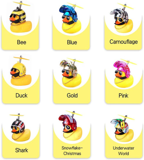 wonuu Rubber Duck Car Ornaments Yellow Duck Car Dashboard Decorations with Propeller Helmet...