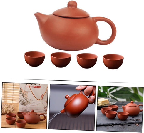 1 Set Purple Clay Teapot Set Travel Set Chinese Tea Set Chinese Tea Cup Set Teapot and Cup Set Delicate Tea Service Set Portable Teapot Kit Grace ...
