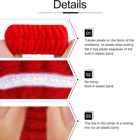 VELSCRUN 3 Pcs Spa Headband, Makeup Headband, Face Wash Headband, Skincare Headbands, Red Velvet Puffy Sponge Hair Band Bow Tie Bubble Spa Headban...