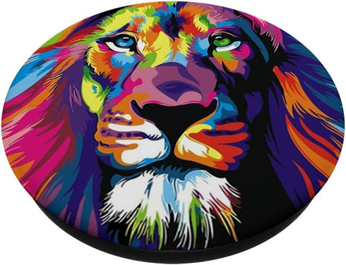 Watercolor Colorful Wild Cat Lion Pop Mount Socket PopSockets PopGrip: Swappable Grip for Phones & Tablets PopSockets Adhesive PopGrip...