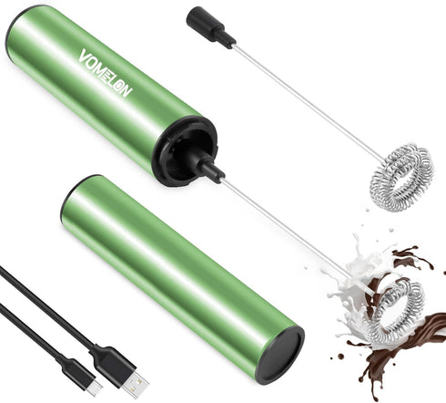 Rechargeable Milk Frother, Electric Coffee Foamer, Handheld Drink Mixer for Latte, Cappuccino, Coffee, Eggs, Hot Chocolate, Protein,Green...