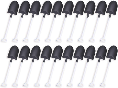 OaaXbbECco Novelty Mini Shovel Shape Spoons Cute Disposable Plastic Dessert Spoons (100 black+white model 2)...