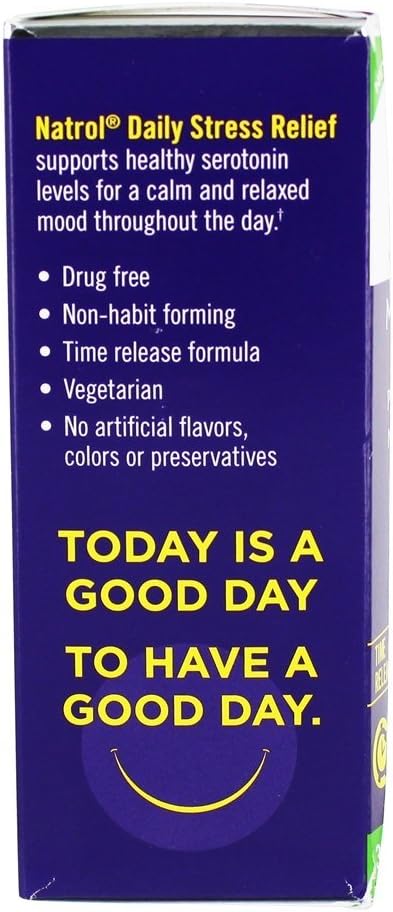Natrol Daily Stress Relief 100 mg, Dietary Supplement, Mood + Stress, 30 Tablets, 30 Day Supply...