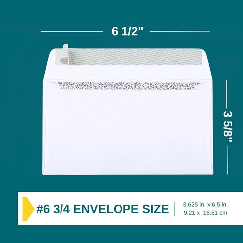 EnDoc #6 3/4 Security Envelopes Self-Seal - 20 Count - 6 1/2 x 3 5/8 Inch Privacy Tinted Windowless All-Purpose Envelopes for Personal and Busines...