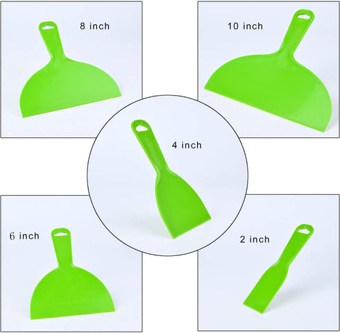 5 Pcs Putty Knife, Large Size Pack, Flexible Plastic Paint Scraper Tool for Spackling, Wallpaper Scraper Plastic, Spatula Scraper, Spackle Tools...