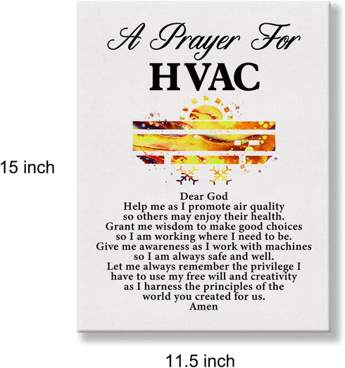 a HVAC's Prayer Quote Poster Canvas Wall Art for Office Home Decor - Heating Ventilation Air Conditioning Canvas Print Wall Art Painting Ready to ...