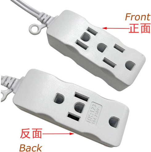 Multi Plug Extender Box,3 Outlet Surge 2 Prong Flat pin Socket Power Strip,3FT,6Ft,9Ft,15Ft Bulb,TV Long Extension Cord, with 3rd Grounding Pin,Wh...