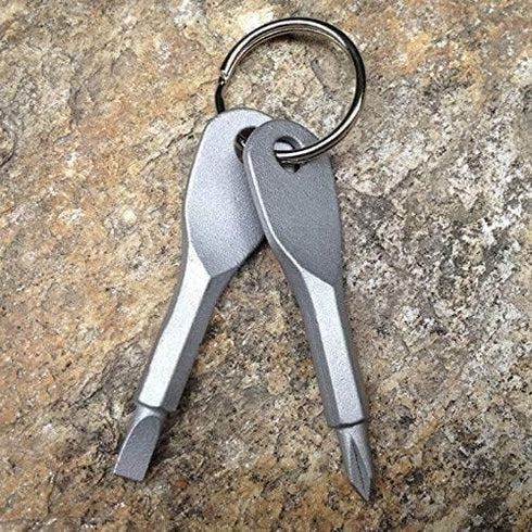 2Pcs Silver Stainless Steel Screwdrivers Flathead Cross Head With Hand Tools Key Ring Mini Screwdriver Multifunction Outdoor Tool Set Screwdrivers...