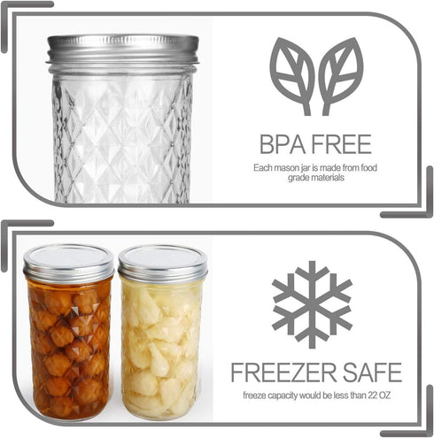 VERONES Wide Mouth Mason Jars 22oz, 12 Pack 22 oz Wide Mouth Mason Jars with Lids and Bands, Ideal for Jam, Honey, Wedding Favors, Shower Favors...