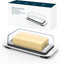 KITCHENDAO Large Airtight Butter Dish with Lid for Countertop and Fridge, Butter Keeper, Plastic Butter Holder Tray for 2 Sticks East Coast/West C...
