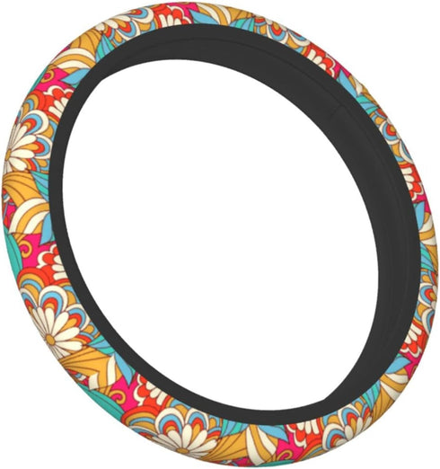 Bohemia Flowers Car Steering Wheel Cover for Womens Girls Mens 15 Inches Anti-Slip Universal Truck Vans SUV Auto Protector Accessories...