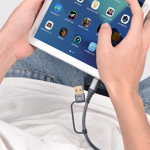 USB-C to USB-C Cable 10FT PD 100w iPhone 15 Charger 2 in 1 USB A/C to USB-C Nylon Braid Cord for iPhone 15 Pro Max iPad Pro Air MacBook Samsung Ga...
