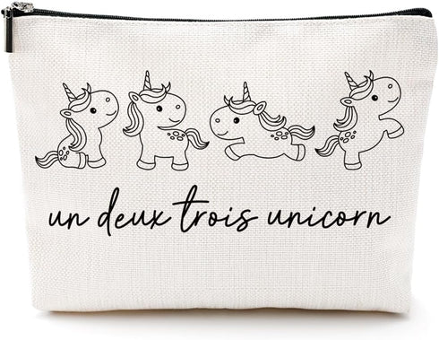 Unicorn Gifts French Unicorn Makeup Bag Funny Unicorn Stuff Unicorn Merch Cosmetic Bag Toiletry Bag Zipper Pouch for Women Girls Female Sister Dau...