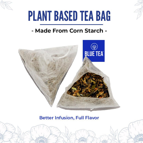 BLUE TEA - Indian Chai Masala - 12 Count - Pyramid Plant Based Tea Bag | Butterfly Pea Flower | Flower & Indian Spices Based | Caffeine Free - Det...