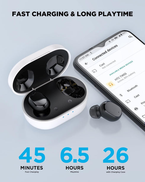 Bluetooth Wireless Earbuds 2 Plus Touch Control Bluetooth 5.3 with USB-C Charging Case IPX4 Splashproof in-Ear Stereo Earbuds Bulit-in Microphones...