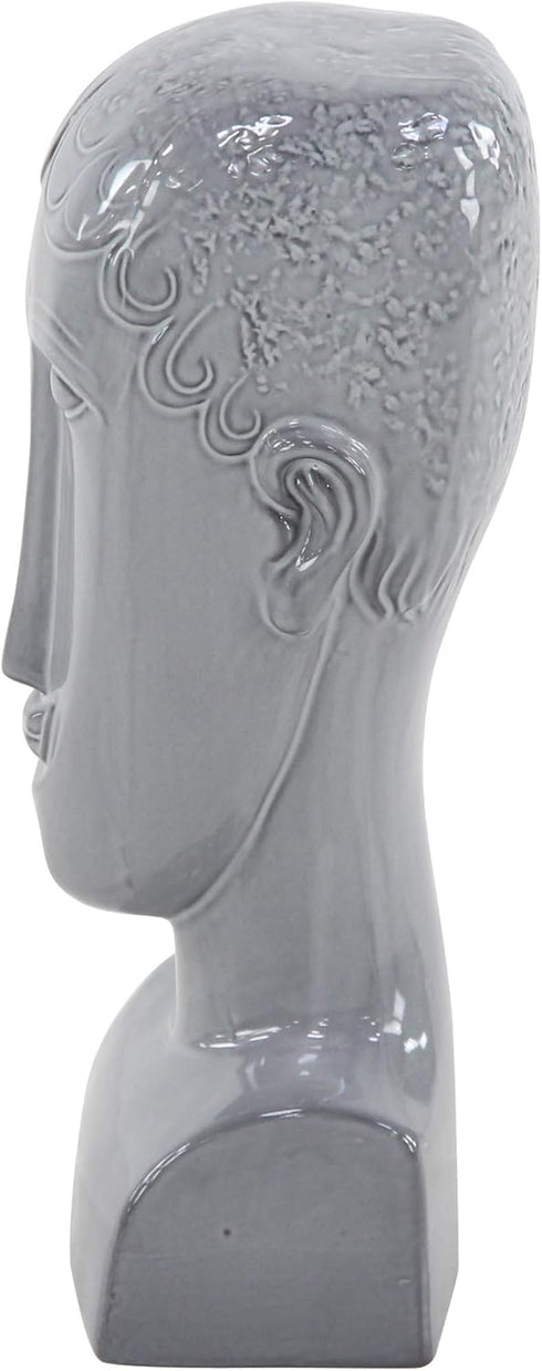Deco 79 Ceramic People Face Sculpture, 5" x 5" x 13", Gray...