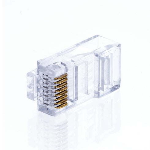 Cat5e RJ45 Modular Plugs, 8P8C UTP Ethernet Crimp Connectors, Solid or Stranded Cable Ends, Gold-Plated Contacts (100 Pack)...