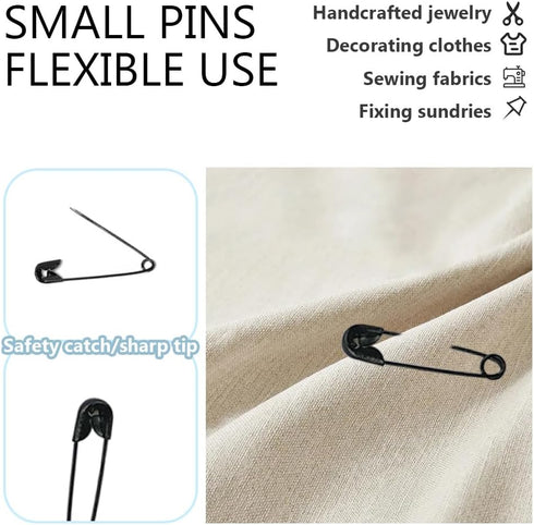 500 Pieces Safety Pins 20mm Small Sewing Pins Metal Mini Safety Pins for Home Office Art Craft Jewelry Making (XBZ/Black)...
