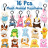 16Pcs Stuffed Animals Keychains, Mini Assorted Animals Plush Toys For Kids Goodie Bag Fillers Easter Egg Hunt Easter Basket Stuffers Classroom Exc...