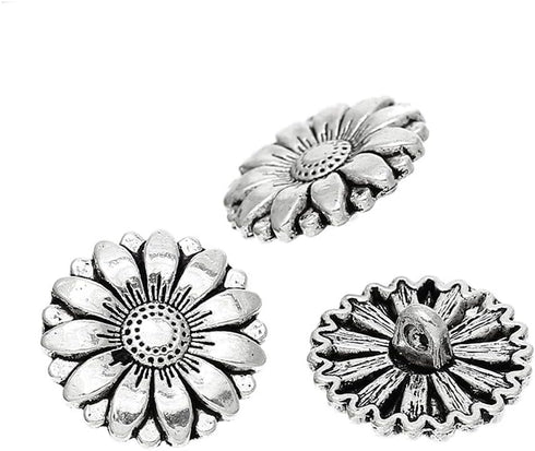 6 PCS Antique Silver Flower Decorative Metal Buttons for Sewing Crafts Clothes Decoration (Round Silver,18mm)...