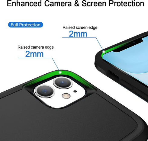 Compatible with iPhone 11 Case, Heavy Duty Protection Shockproof Dropproof Dustproof Anti-Scratch Phone Case Cover for 11 -Black...