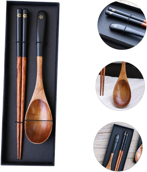 1 set Chinese Portable Friendly Party Lunch Chopsticks Picnic Cutlery and Dinner Home Wooden Style Table Pouch Tableware Reusable Case Flatware Di...