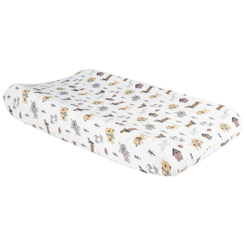 Trend Lab Dog Park Deluxe Flannel Changing Pad Cover, White...