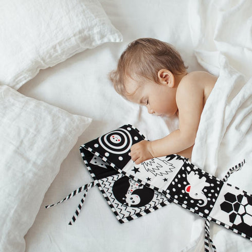 Black and White High Contrast Soft Book for Babies 0-12 Months - Early Education Infant Tummy Time and Sensory Toys, Montessori Cloth Book Activit...