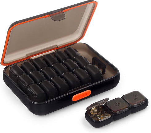 21girds Pill Organizer 7 Day, 3 Times a Day Large Weekly Pill Box, Push Button Daily Pill Case for Vitamin, Fish Oil, Supplements Waterproof...