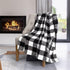 Safdie & Co. Flannel Printed Ribbed 48x60 White Plaid Ultra Soft Throw, Black - 65903.Z.06...