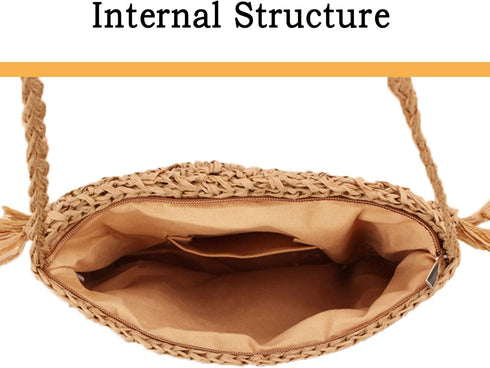 Women Straw Crossbody Purse Straw Clutch Bag Summer Beach Shoulder Handbag Woven Handmade Purse...