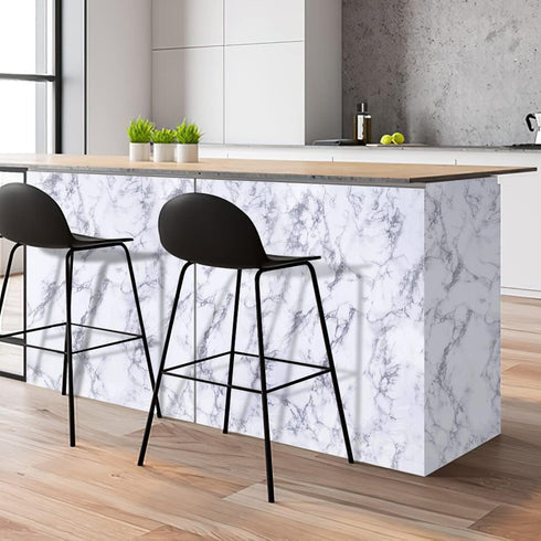 Arthome Marble Paper,17x78.7 inch Self Adhesive Wallpaper Waterproof Gloss PVC Vinyl, Oil Proof,White/Gray Granite Paper,Marble Vinyl Paper for Fu...