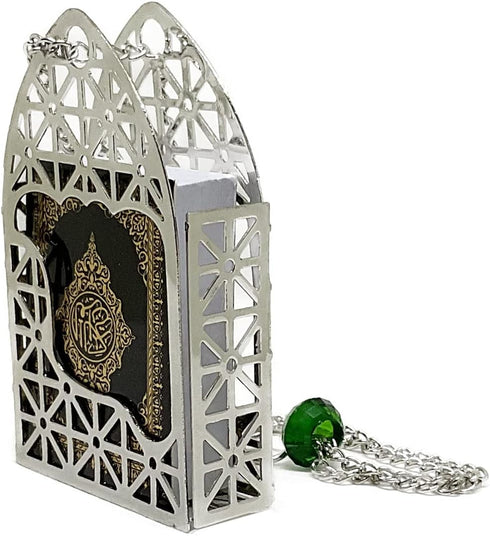 Islam Car Rear Mirror Mini Hangers - Islamic Ornament Al-Quran Ramadan Eid Muslim Car Décor Hanging Charm Decor Interior Accessories (Silver - Bla...