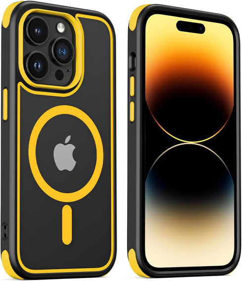 for iPhone 14 Pro Case, Compatible with MagSafe, Crystal Clear Case with Magnetic Ring, Multicolor Protective Shockproof Bumpers, Not Yellowing Sl...