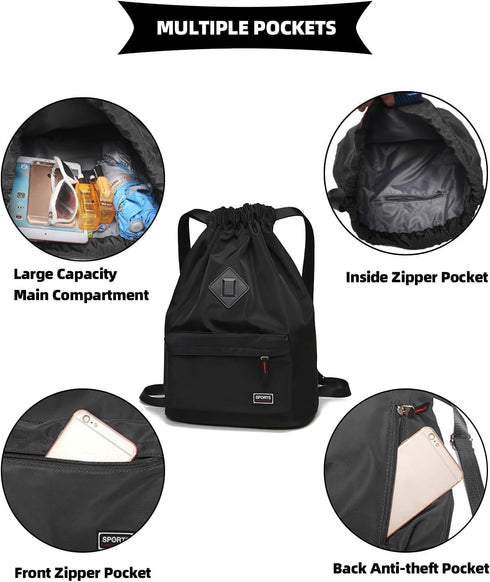 Peicees Waterproof Drawstring Sport Bag Lightweight Sackpack Backpack for Men and Women...