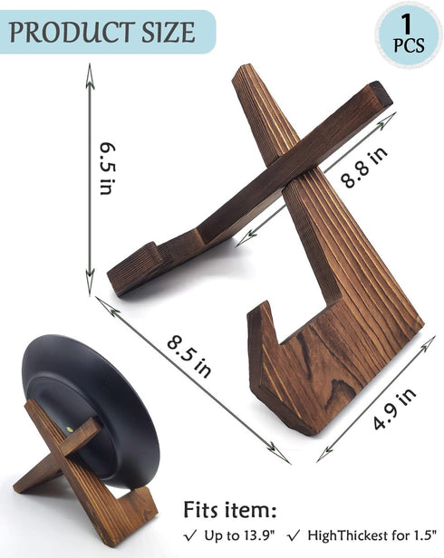 Plate Stands for Display, 6.5 Inch Plate Holder Display Stand Wooden Table Top Decorative Frame Holder Stand for Picture Frame, Plate, Photos, Boo...