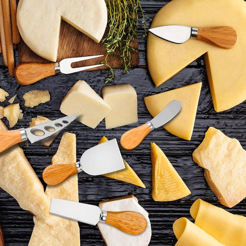 Cheese Knives Set - Cheese Knife, Cheese Spreader, Cheese Fork, Cheese Slicer, Cheese Cutter, Butter Knife – 6PCS Mini Stainless Steel Cheese Kniv...