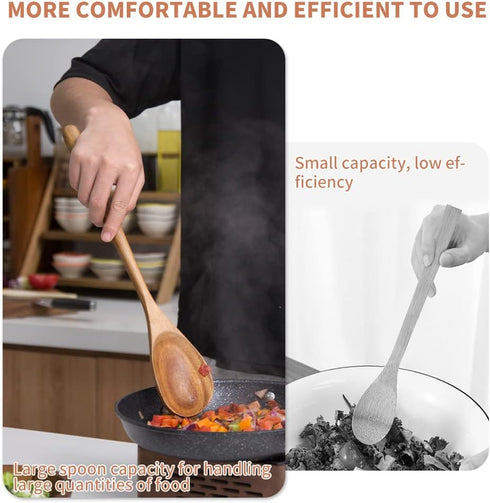 Big Wooden Spoon for Cooking, Large Wood Scoop Utensil, 17-inch Kitchen Serving Scoop for Big Pot, Long Handle Giant Spoon, Heavy Food Service Spo...