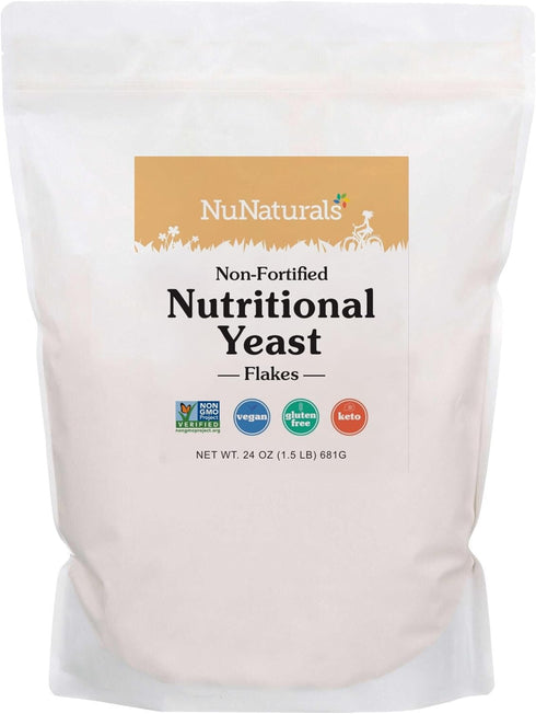 Nunaturals Non-Fortified Nutritional Yeast Flakes, Vegan, Vegetarian, 24 oz...