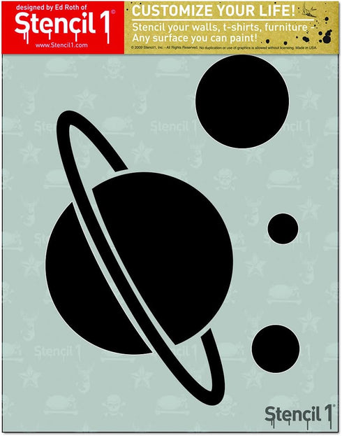 Stencil1 Saturn and Planet Stencil, Space Stencils 8.5 x 11 Inches for Painting, Wall Art, DIY at Home and Used for Decor, On Fabric, Glass, T-Shi...
